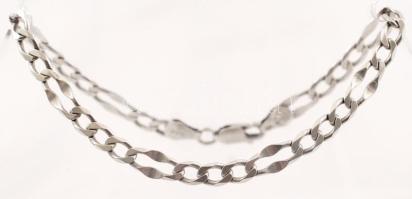 Ezüst lapos figaro karlánc, Ag., 6,1gr., jelzett, 21,5cm/Silver flat bracelet, Ag., 6,1gr., marked, 21,5cm