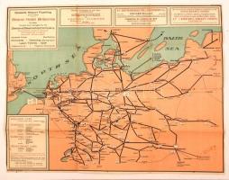 1927 Angol és holland szállodák Európa vasúti térképes reklámja az IBUSZ Menetjegyiroda Budapest Roy...