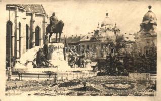 Kolozsvár, Cluj; Mátyás király szobra / statue, 'Kolozsvár visszatért' So. Stpl.