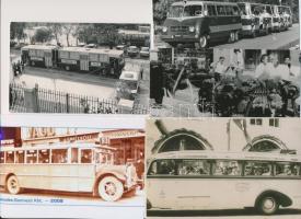 Autóbuszokat ábrázoló különböző fotók és fotómásolatok, 15 db, 9x14 és 12x16 cm közötti méretekben