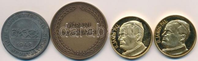 4db-os érem tétel: 1948. "OSH Népi Sportjátékok" fém emlékérem (36mm) + 1986. "100 év...