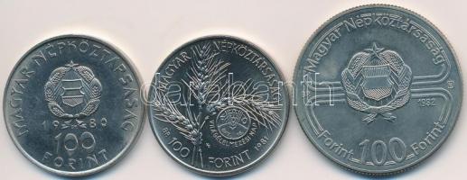1980. 100Ft Ni "Szovjet-magyar közös űrrepülés" + 1981. 100Ft "FAO" + 1982. 100F...