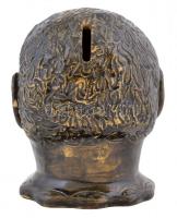 Barany Sándor jelzéssel: Néger férfi fej szobor persely (1921), kerámia, apró lepattanásokkal, cca 1...