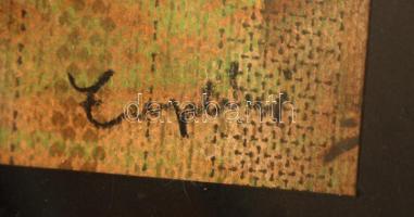 Zempléni jelzéssel: Bohóclégyott, vegyes technika, papír, paszpartuban, üvegezett fa keretben, 38×25...