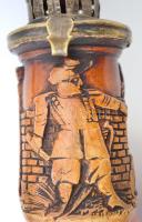 Katonai motívumos tajtékkő pipa fém szerelékekkel, "1809"(?) felirattal, jelzett ("J....