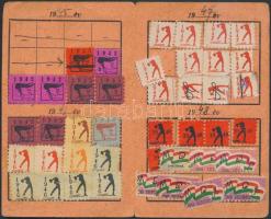 Szociáldemokrata párt tagságikönyv bélyegekkel 1945-48ig, 11x7cm