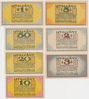 Székesfehérvár 1921. 10f + 20f rajta lyuk + 50f + 1K + 2K + 3K + 5K "Légszeszgyár és Vegyiművek...