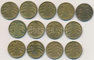 Németország / Weimari Köztársaság / Német 3. Birodalom 1924-1936. 5pf Al-Br (13xklf) T:2,2-
Germany...