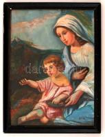 MCP jelzéssel: Madonna a kis Jézussal, olaj, fa, üvegezett fa keretben, 48,5×36 cm