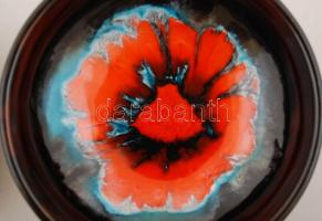 2 db Kovács Iparművészeti Vállalatos retró mázas kerámia tálka, jelzettek, hibátlanok, d: 13 ill. 14...