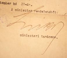 1908 Járásbírói áthelyezés Zoltán Béla igazságügyminiszter saját kezű aláírásával