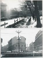 1972-1973 Budapest, Trolibuszok az átépítés előtt álló Kálvin téren, 4 db datált fénykép, Karai S. f...