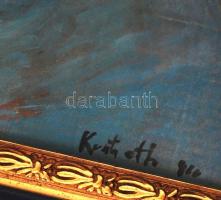 Olvashatatlan jelzéssel: Falusi utcarészlet, akvarell, karton, fa keretben, 41,5×27,5 cm