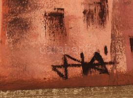 Horváth Ágota (?- ): Abuja felett az ég, vegyes technika, farost, jelzett, fa keretben, 34×44,5 cm