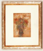 Diener jelzéssel: Virág csendélet, pasztell, papír, jelzett, paszpartuban, üvegezett fa keretben, 25,5×18,5 cm