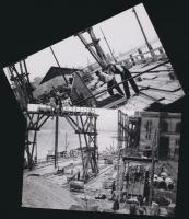 cca 1935 Budapest, a Horthy híd(Petőfi híd) építéséről készült 5 db korabeli negatív modern nagyítás...