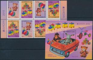 Europa CEPT, régi játékok bélyegfüzetlap + blokk, Europa CEPT, old toys stamp booklet sheet + block