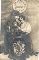 Heil und Sieg im neuen Jahr / Austro-Hungarian New Year greeting card, soldier, coat of arms (EK)