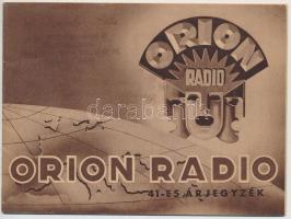 1941 Orion rádió képes reklám katalógus 24p.