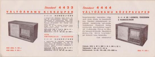 cca 1940 Standard rádió képes reklám katalógus, mechanikus borítóval 12 p