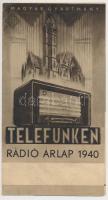 1940 Telefunken rádió képes reklám katalógus, kihajtható 8 p.