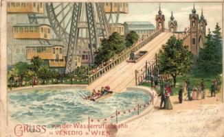 Vienna, Wien; Venedig in Wien, Wasserrutschbahn, Kosmos Kunstanstalt litho (EK)