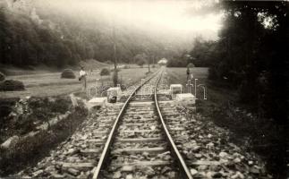 1936 Kudzsir, Cugir; vasúti sín, vasútállomással / railway station, photo