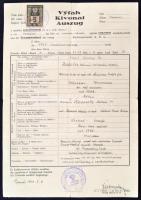 cca 1930-1950 Vegyes papírrégiség tétel, anyakönyvi kivonatok, visszahonosítási okirat, származási t...