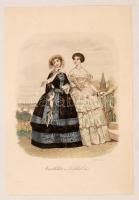 1853 Tyroler: divat témájú színezett rézmetszet / Fashion colored etching 19x28 cm