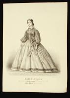 1861 Divatkép Házi öltözék Alter Antal divatcsarnokából divat témájú lithográfia / Fashion lithography 24x33 cm