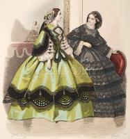 1857 Divatkép. Színezett fametszet. / Fashion wood-engraving 24x33 cm