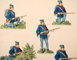 XIX. sz. vége: Cs. és kir. tüzérség. Színezett fametszet. / Infantry wood-engraving 43x28 cm