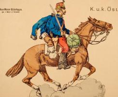 XIX. sz. vége: Cs. és kir. magyar huszárok. Színezett fametszet. / Austro-Hungarian hussars wood-eng...
