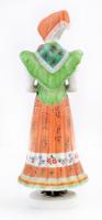 Hollóházi porcelán népviseletes lány, kézzel festett, alján repedéssel, jelzett, m:24 cm