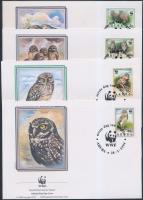 WWF Owls set + 4 FDC (gum disturbance) WWF: Baglyok sor + 4 db FDC (gumihiba)