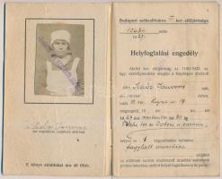 1927 Helyfoglalási engedély utcai árúsok és cipőtisztítók részére, Fővárosi VIII. ker. elöljáróság, ...