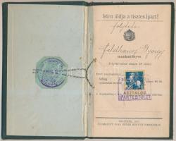 1915 Munkakönyv asztalos segédnek kiállítva, pp.:48, 17x10cm