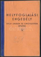 1946 Helyfoglalási engedély utcai árúsok és cipőtisztítók részére, Budapest székesfőváros VIII. ker. elöljárója, pp.:12, 14x10cm