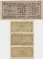 Ukrajna / Német megszállás 1942. 1K (3x) + 20K T:III
Ukraine / German occupation 1942. 1 Karbownez ...