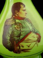 Francia petróleum lámpa párban, réz-üveg, matricás képpel (Napóleon, Jozefin), burán apró csorba, m:...