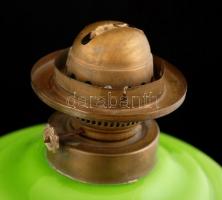 Francia petróleum lámpa párban, réz-üveg, matricás képpel (Napóleon, Jozefin), burán apró csorba, m:...