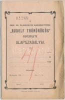 1910 Magy. Kir. Államvasutak alkalmazottainak &quot;Rudolf Trónörökös&quot; egyesülete alapszabályai, kissé visletes szélekkel, pp.10, 19x12cm