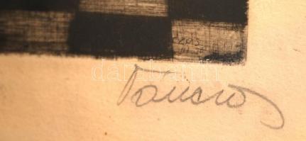 Tánczos László (1956-): Asztali csendélet. Rézkarc, papír, jelzett, üvegezett keretben, 30×20 cm