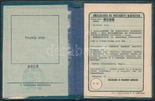 cca 1950  000 Igazolvány, Közlekedés és Postaügyi Minisztérium mint Közelekdés és Postaügyi Főfelügy...
