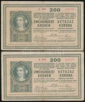 1918. 200K "A 2040" hullámos hátlap (4x) sorszámkövetők egy ugrással T:III,IV