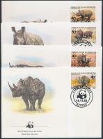 WWF Rhinos set + 4 FDC WWF: Orrszarvúk sor + 4 db FDC