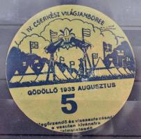 1933 Jamboree Gödöllő utazási kitűző, 5. altábor / Jamboree paper badge for discounted rail travel, Camp 5