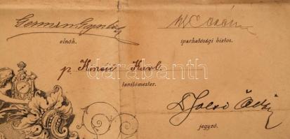 1905 Bizonyítvány, Budapesti órás Ipartestület, kissé viseltes állapotban,