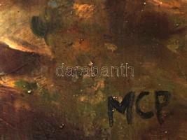 MCP jelzéssel: Csónakázók. Olaj, falemez, 34×49 cm