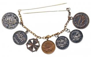 1914. "Arany Vitézségi Érem" aranyozott Br miniatűr + "II. osztályú Ezüst Vitézségi É...